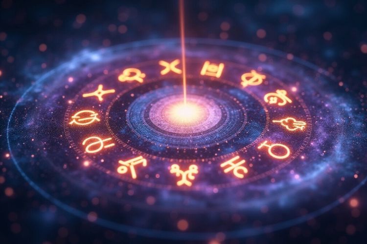 Twelve zodiac archetypes combining modalities and elements in a galactic mandala