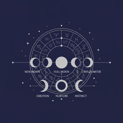 Infographic showing the Moon’s symbolism in astrology, highlighting emotional and nurturing themes with celestial elements.