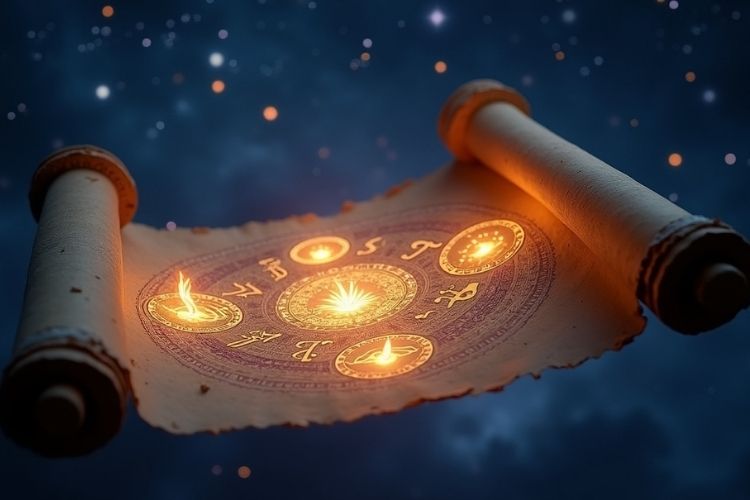 Ancient astrological chart showing the four elements fire, earth, air, and water